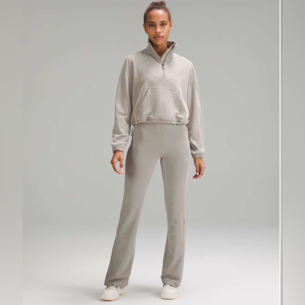 Lululemon Brushed Softstreme Ribbed set,  Zip Flared Pant sz 8 & Half Zip sz 6